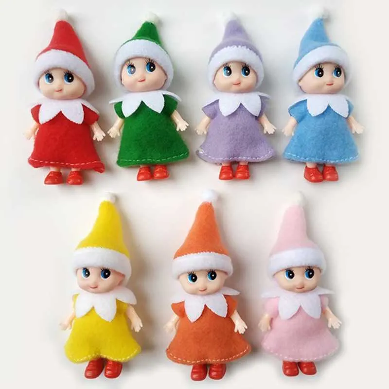 21 Stil 2,5 tums julelfdocka Party Favor Mini Plush Xmas Old Man Dolls Gift On The Clothes Rack Hyll Tillbehör Dekoration