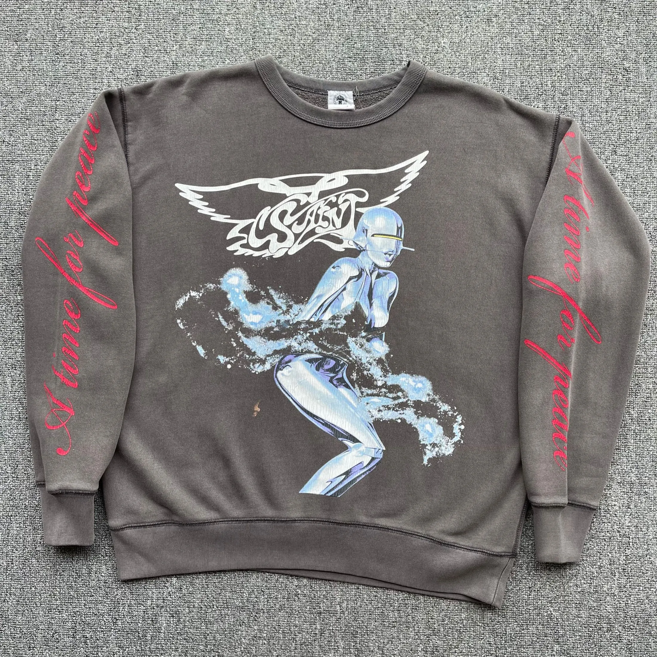 Hip Hop Crewneck Hoodies Sweatshirts Vintage Mens Oversized