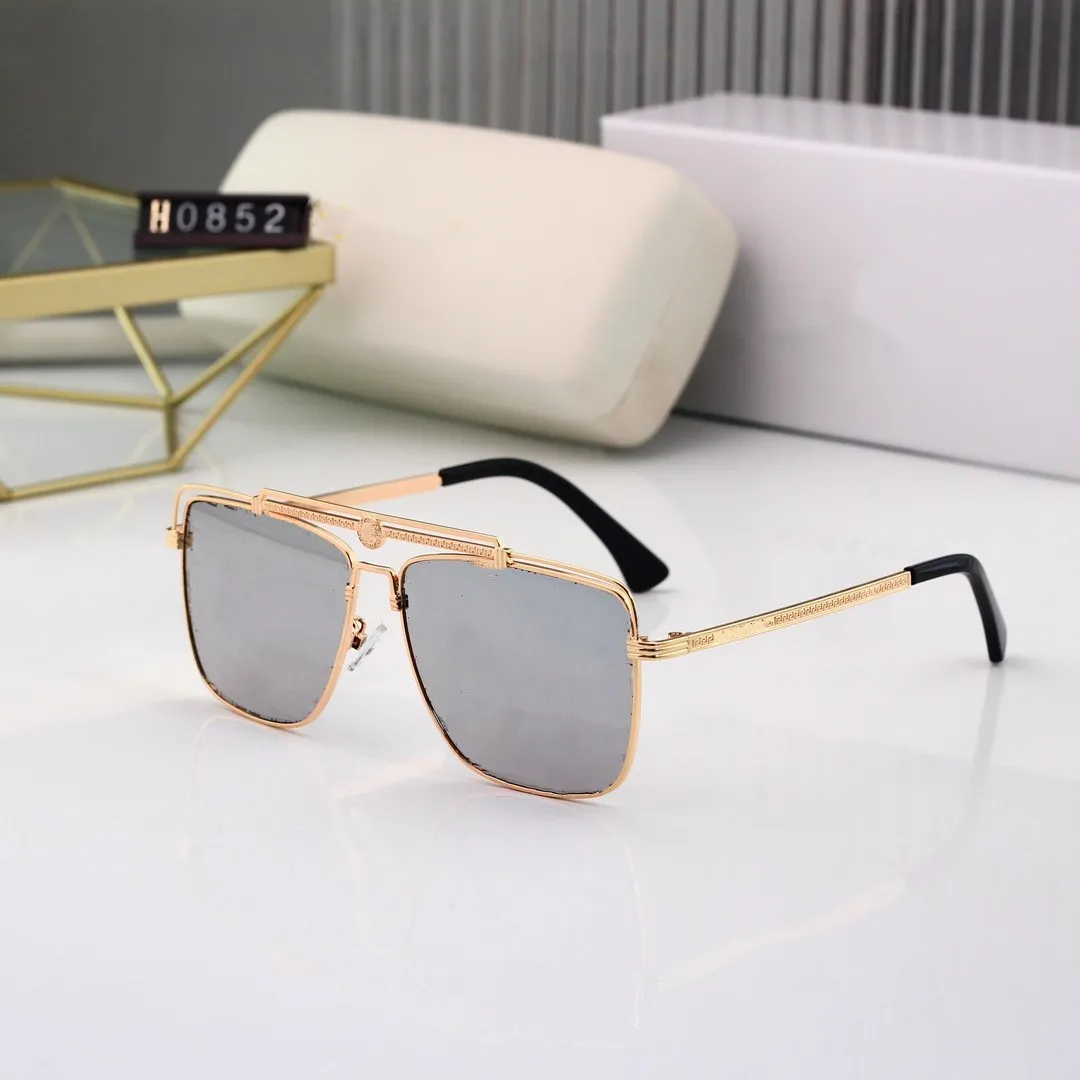 Designer Square Sunglasses for women Rivets Vintage Shades Driving Polarized Sunglass Male 0852 Metal Plank 1pcs fashion sunglasse eyewear With case box