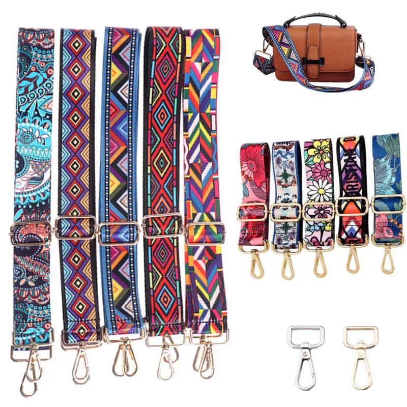 Accessoires de pièces de sac 138 cm bracelet en nylon réglable Universal PU Handbag Femmes épaule arc-en-ciel Crossbody Handle 221124