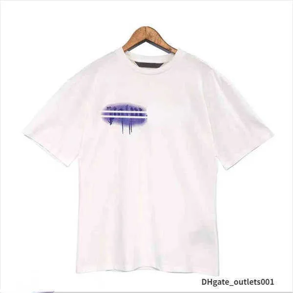 21SS Herren T-Shirts T-Shirt Palmen Palmangel City Designer Limited Inkjet Graffiti Briefdruck Herren Damen Segelboot Kurzarm Lässig fg