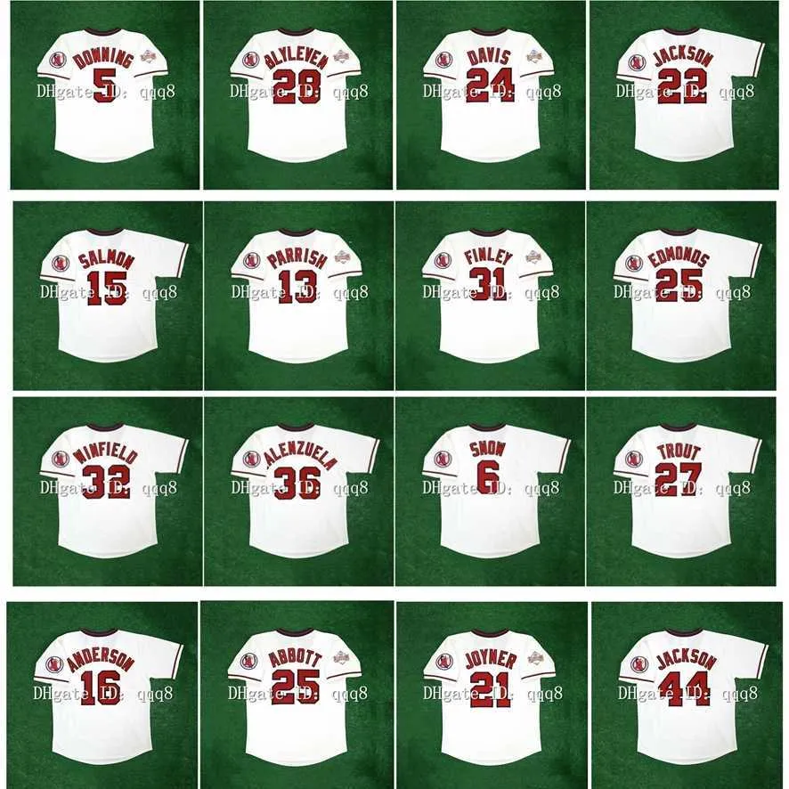 College Baseball Wears 1989 All Star Retro Baseball Jersey Mike Trout Brian Downing Tim Salmon Wally Joyner Reggie Jackson Chuck Finley Jim Edmonds Chili Davis Bo