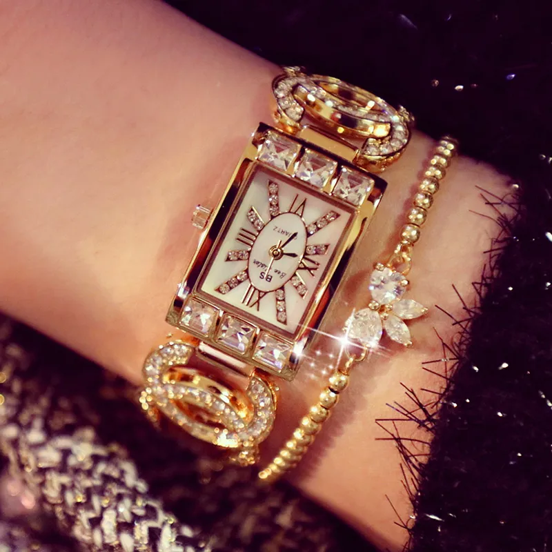 Zegarki damskie luksusowe kobiety moda damska sukienka kwarcowa kryształowa diamentowa bransoletka kobiety zegar z datą relojes para mujer 221024