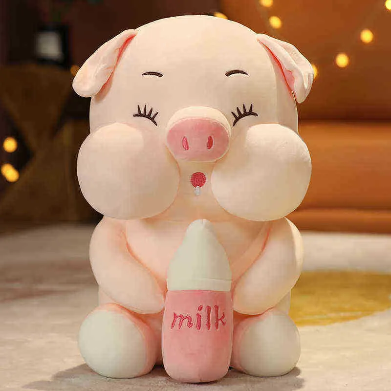 Milk Bottle Pig Cuddle Down Cotton Stuffed Doll Birthday Gift Bed Big Sleep Pillow Bed Decoration Doll ld Birthday gift J220729