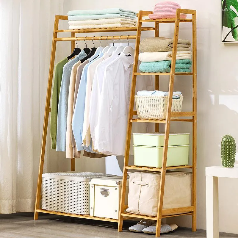 Clothing Storage Removable Bamboo Coat Rack Creativity Floor Shelf Stand Multifunction Organizer Garment Clothes Holder Shelves