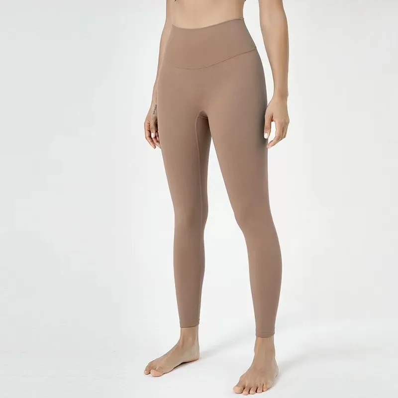 Lu cintura alta yoga alinhar leggings feminino fiess macio elástico hip elevador em forma de t calças esportivas correndo treinamento senhora lu 29 cores