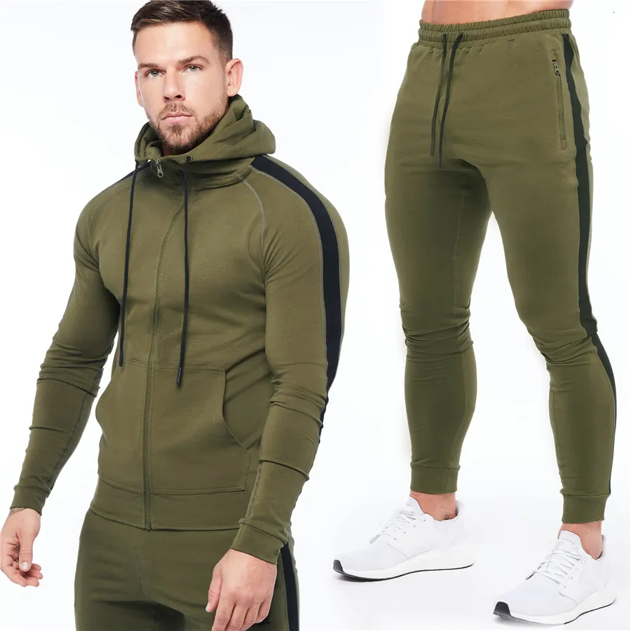 Mens Tracksuits Jaquetas Com Capuz Terno Casual Zipper Moletons Masculino Tracksuit Calças Conjuntos Jaqueta Sportswear Casacos 221124