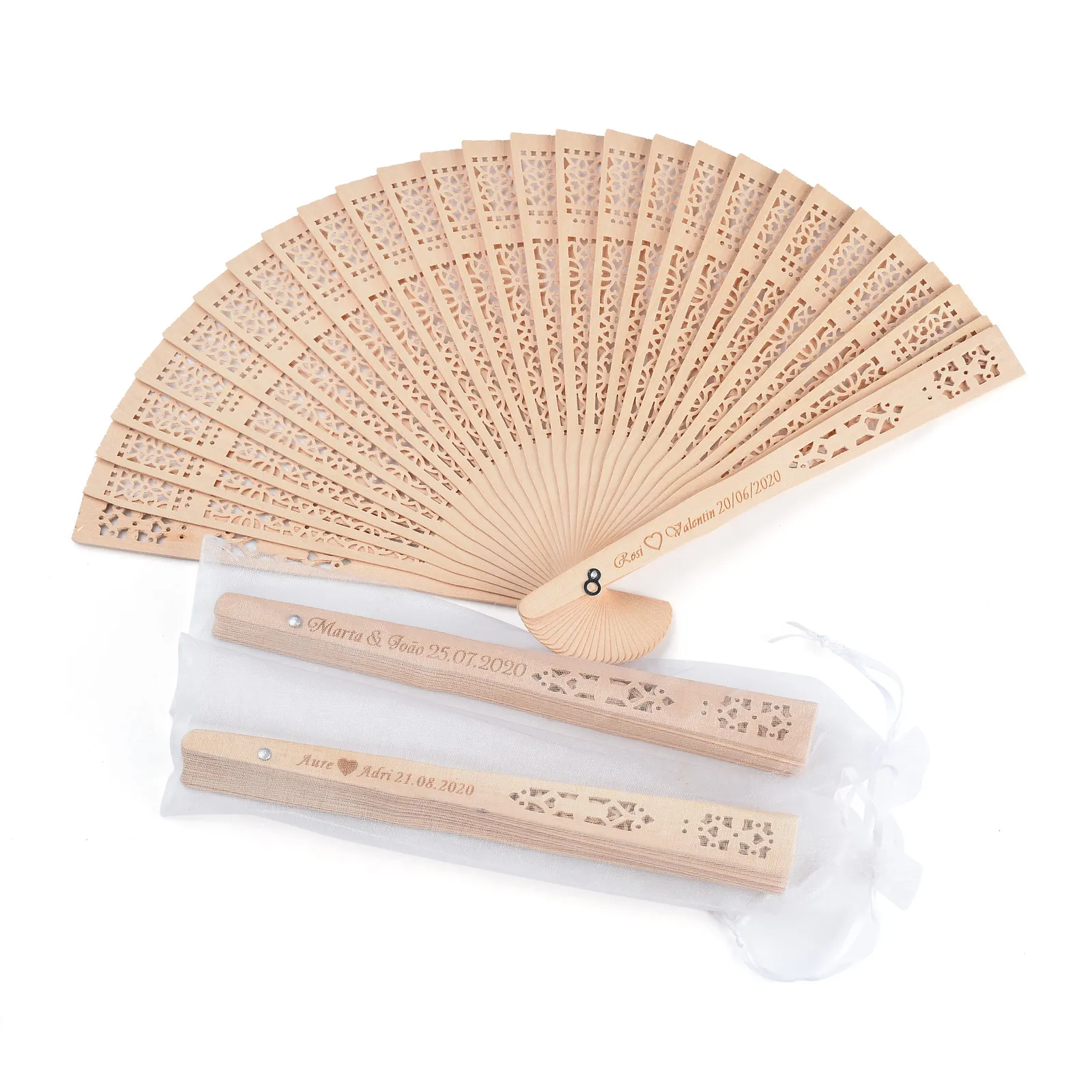 Other Event Party Supplies 50Pcs Personalized Engraved Wood Folding Hand Fan Wedding Personality Fans Birthday Customized Baby Decor Gifts For Guest 221124