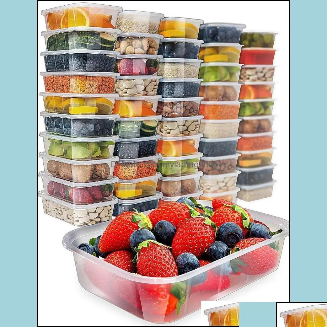 Disposable Take Out Containers Disposable Take Out Containers Kitchen Supplies Dining Bar Home Garden 20Pack Plastic Container Bento Dhhn7