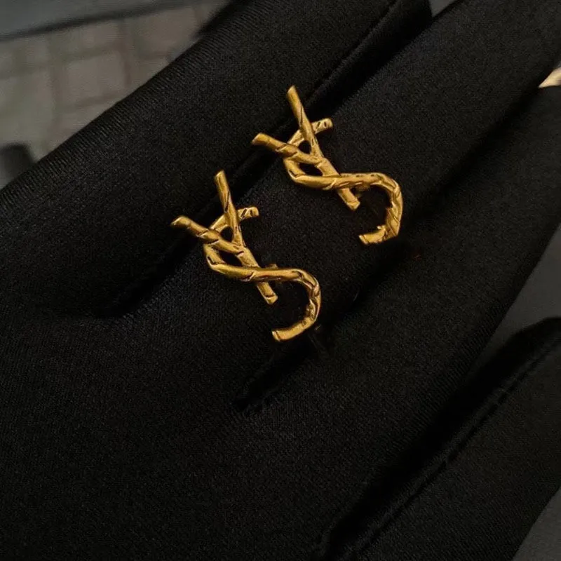 Misto semplice oro 18 carati placcato argento 925 lettere di lusso Stud designer di marca donne famose gioielli di orecchino di perle strass di cristallo