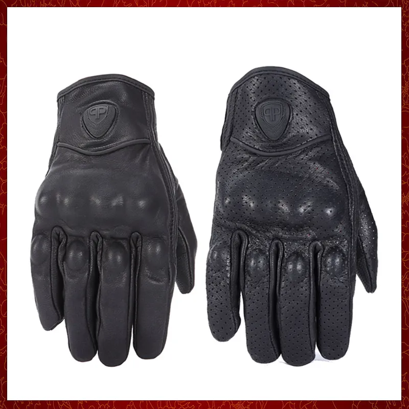 ST421 Retro Pursuit Real Leather Hoteclecle Gloves Touch Screen Men Women Motocross Motocross Haterproof Cloves Gloves Moto Glove