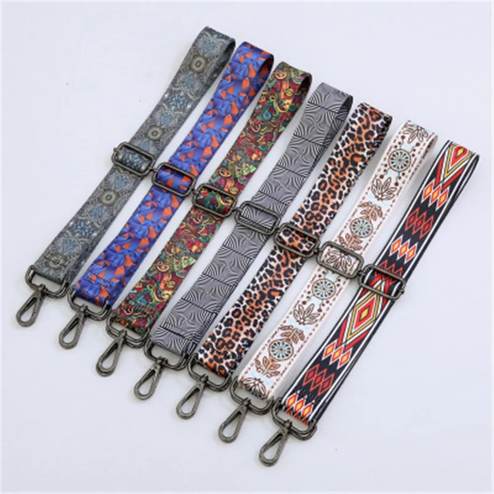 Bag Parts Accessories Adjustable Nylon Shoulder Straps National Wind Handbag Chain Colored Belts For Women Rainbow Replaceable 221124