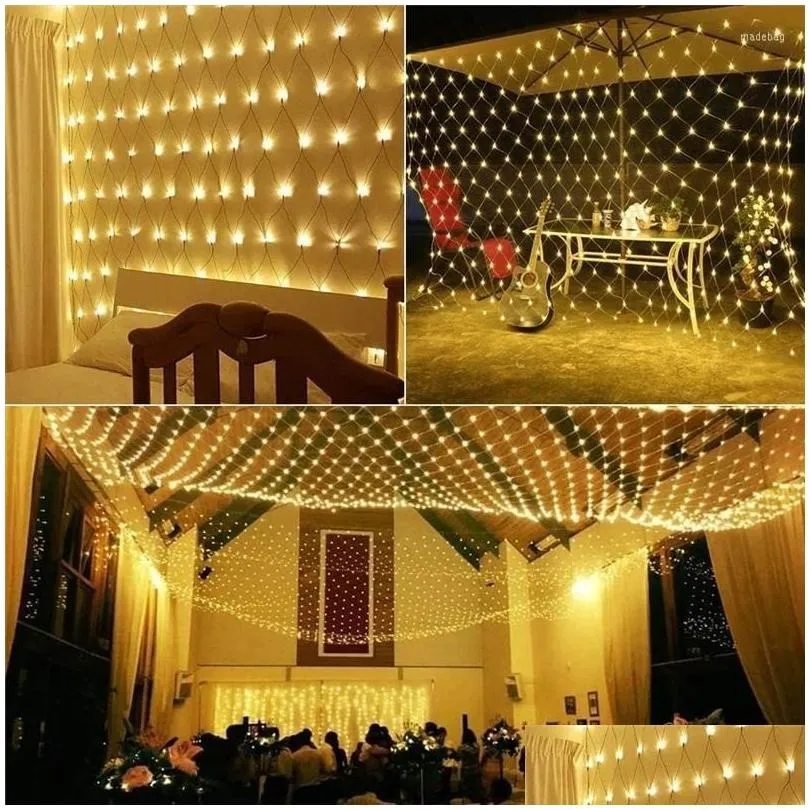 Decorações de Natal Decorações de Natal Luzes de fada LED LED NETO DE GARDIMO AO ANTERIOR DE GARLANHA Iluminação de férias String Navidad y dhula