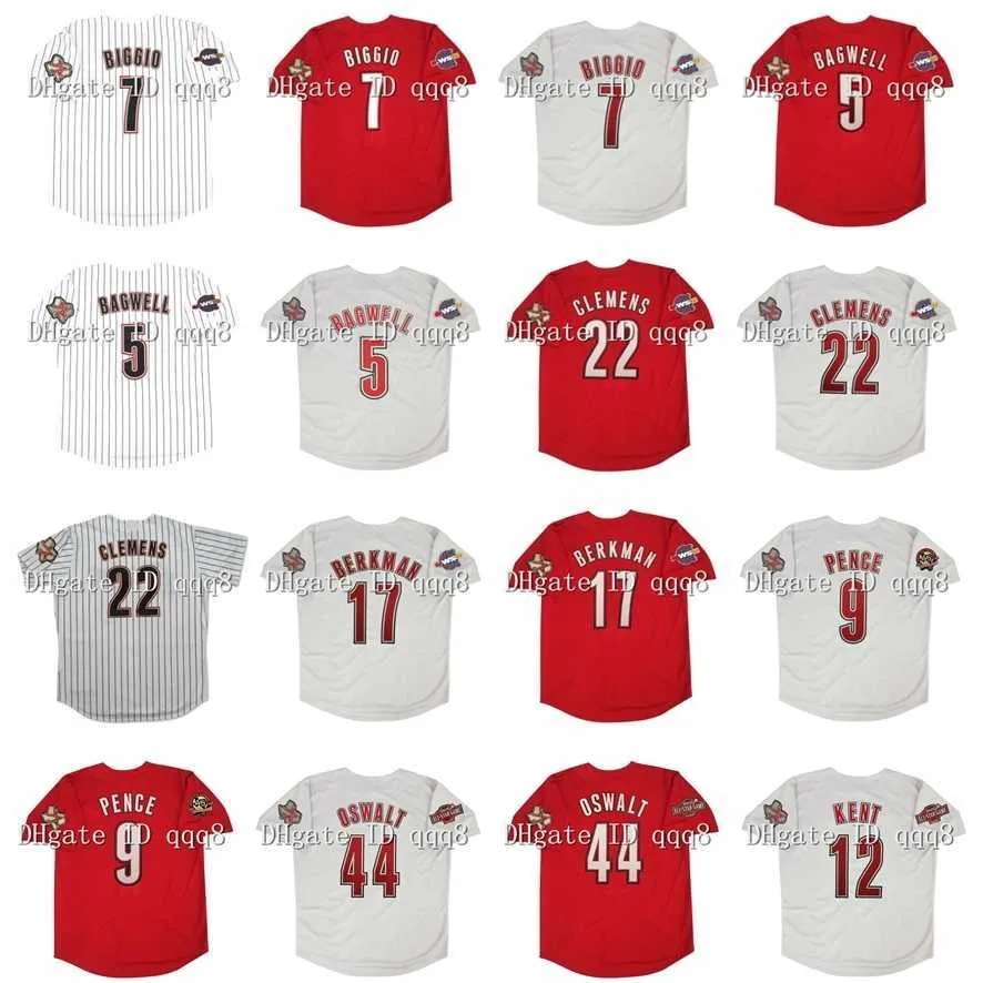 College Baseball Wears Vintage 2005 Houston Baseball Jersey 7 Craig Biggio 5 Jeff Bagwell 22 Roger Clemens 17 Lance Berkman 44 Roy Oswalt 9 Hunter Pence 12 Jeff