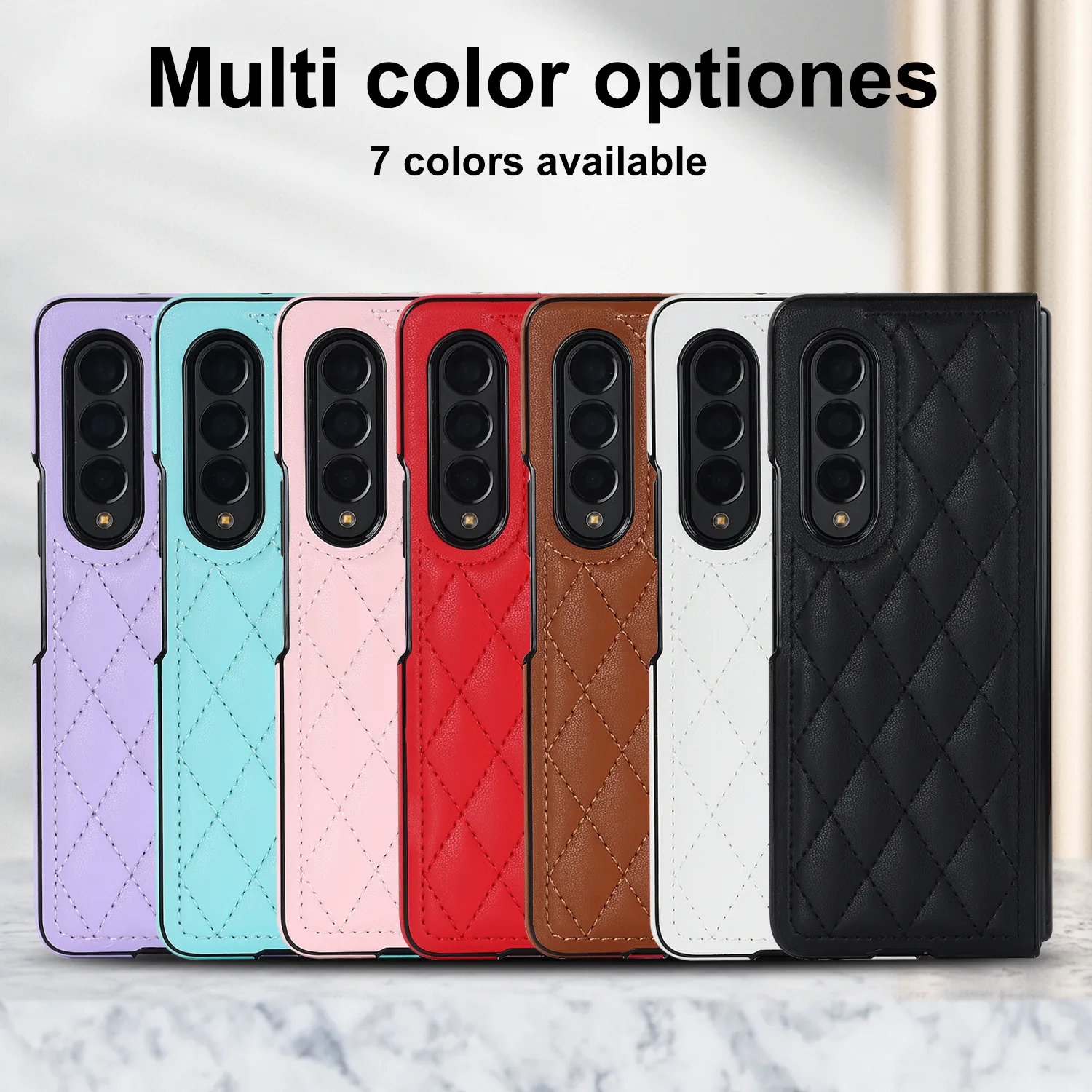 Fundas de teléfono a prueba de golpes para Samsung Galaxy Z Fold 4/3 Funda protectora de piel de cordero con textura de piel sintética