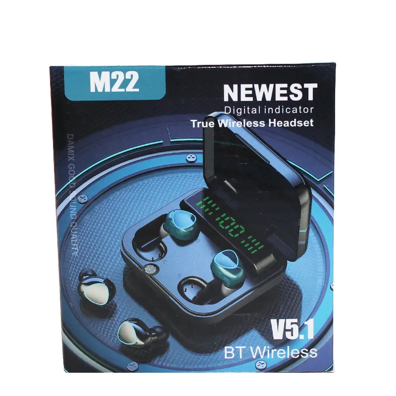 M22 TWS Earbuds Earphones LED Digital Display Noise Reduction Headphones High Definition Call Two-person Wireless Couple Earphone