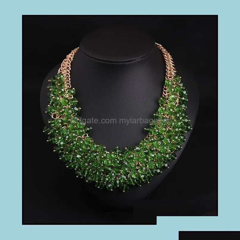 Party Gunst Favor Evenementbenodigdheden Feestelijke Home Garden Handgemaakte Mtilayer Crystal Necklace for Women Fashion overdrijving Green B DH0EX