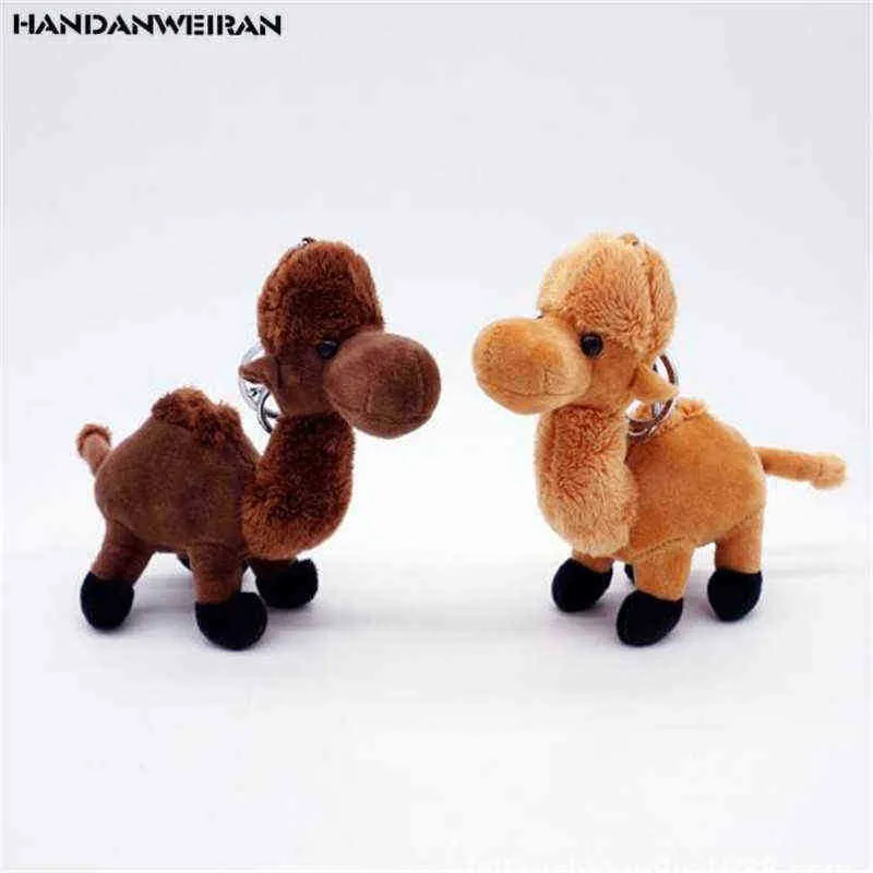 1pcs desenho animado de pelúcia camelo deserto camelos simulação figura simulação de animal de televisão de correio de telefone pendente casal presente 14 cm handanweira j220729