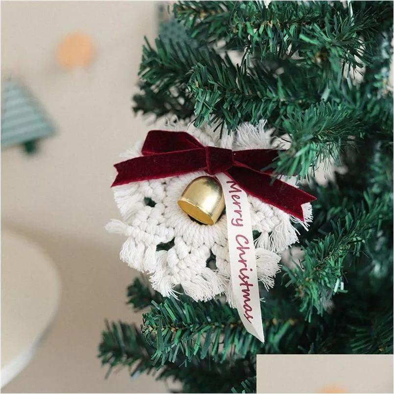 Рождественские украшения рождественские украшения Ins Nordic Style Handwoven Wanging Snow Bell Door Year Atmosphere Penda Mylarbagsho Dhour