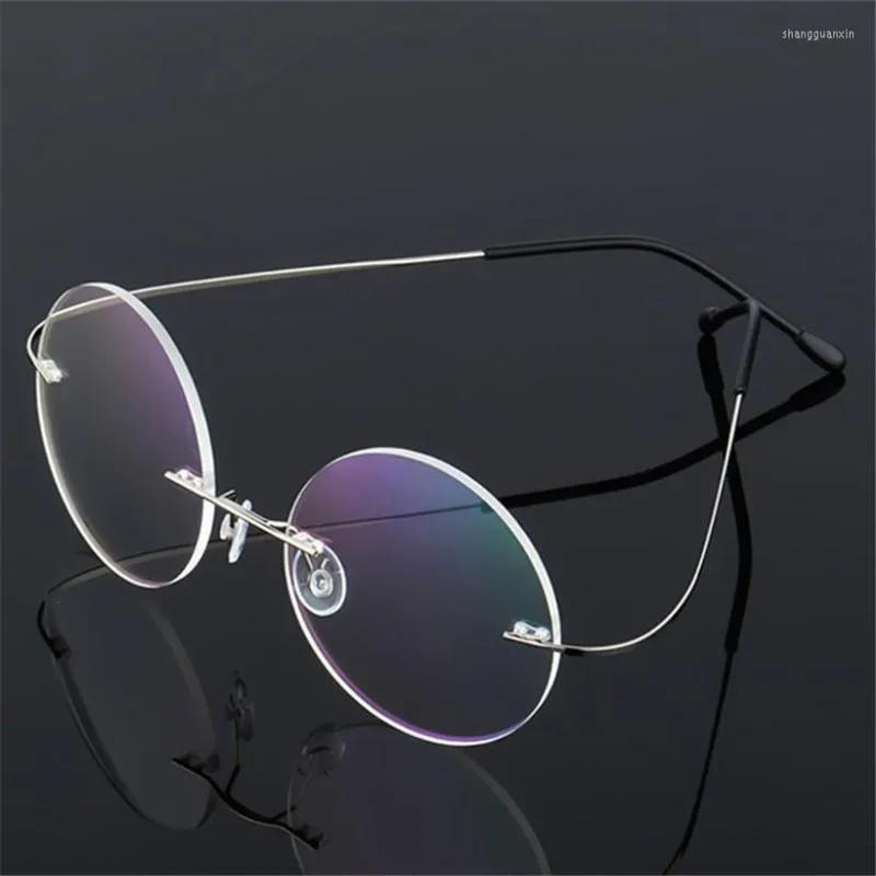 Lunettes de soleil Cadres Imwete Ronde Optique Lunettes Hommes Titane Lunettes Léger Sans Monture Transparent Lunettes Cadre