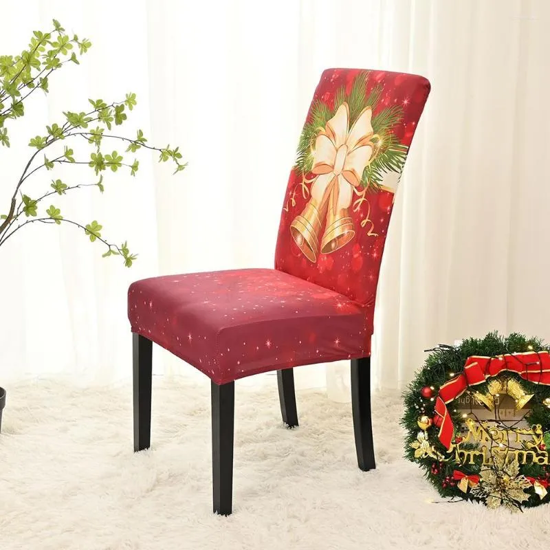 Chair Covers Christmas Dining Cover Red Bows Spandex Elastic Slipcover For Party El Banquet Xmas Home Decor