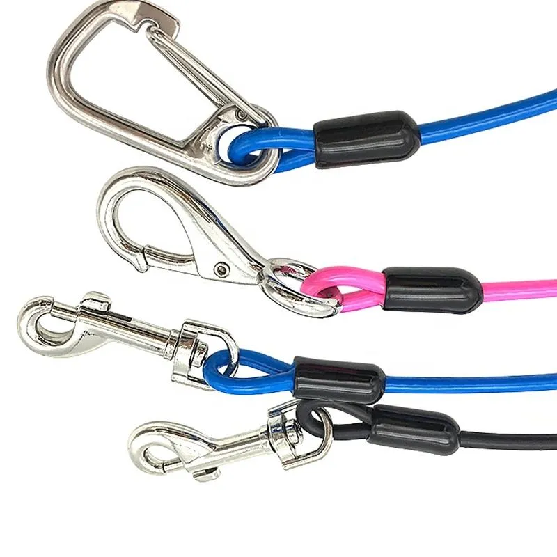 Dog Safety Harness Plastic Coated Steel Leashes Heavy Duty Adjustable Pet Puppy For Stay 2.0mm