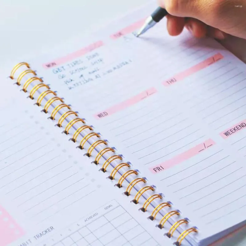 Manuale del taccuino del planner settimanale kawaii carino journal rosa nottuto notepad studente viola orari di materiale scolastico