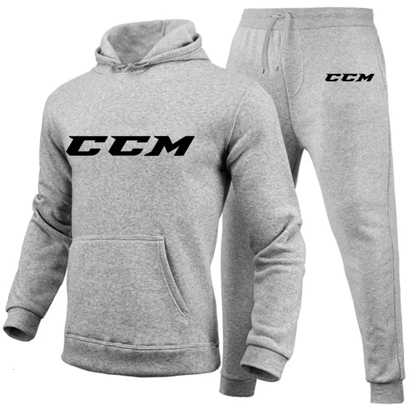 Träningsoveraller för män Herr CCM Träningsoverall Casual 2-delade set Sweatshirt HoodedSweatbyxor Tryck Sportkläder Herrkläder Jogger Sportoverall 221124