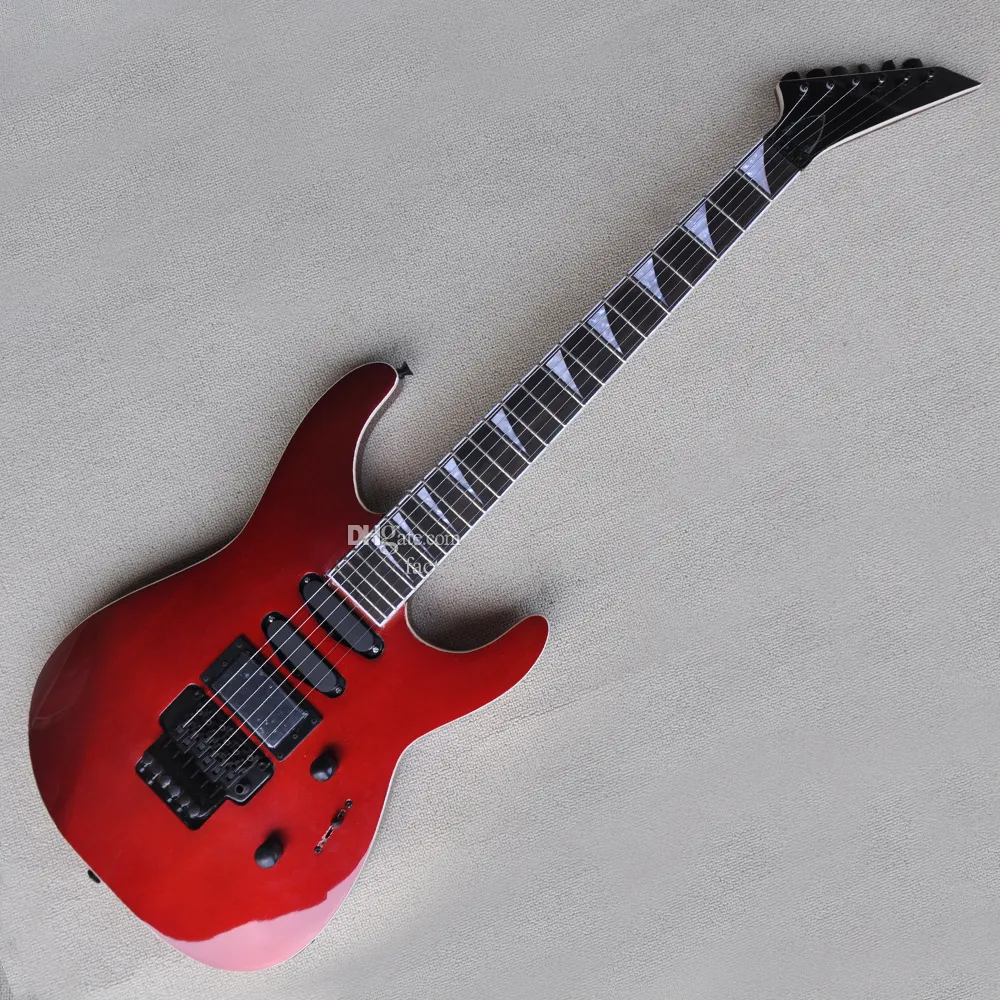 Guitarra elétrica vermelha de metal personalizada com floyd rosa ponte rosa -rosa hardware preto pode ser personalizado