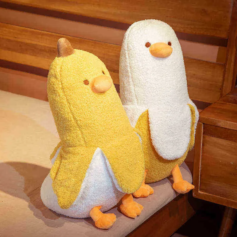 1 st 5070 cm Creative Funny Yellow Duck BA -formade dockor Plush Toys Stuffed Fruits Toy For Kids Baby Fairth Birthday Present J220729