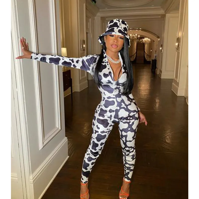 Sexy Cow Print Outfits Women's Bodycon Jumpsuit Romper Shop Now!