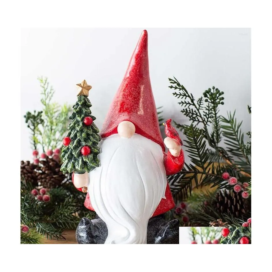 Decorações de Natal Decorações de Natal Papai Noel Mini estatueta Decoração Decoração da casa Decoração Miniatura Resina Ornamento Kids Toys Craft Dhr4h