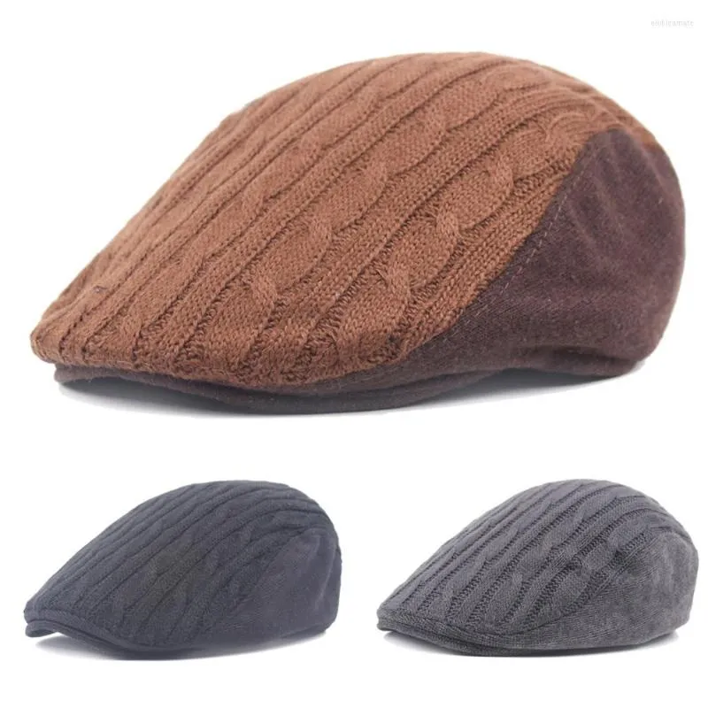 Berretti da uomo lavorato a maglia invernale caldo berretto da ragazzo cappello piatto da guida di alta qualità HATCS0543