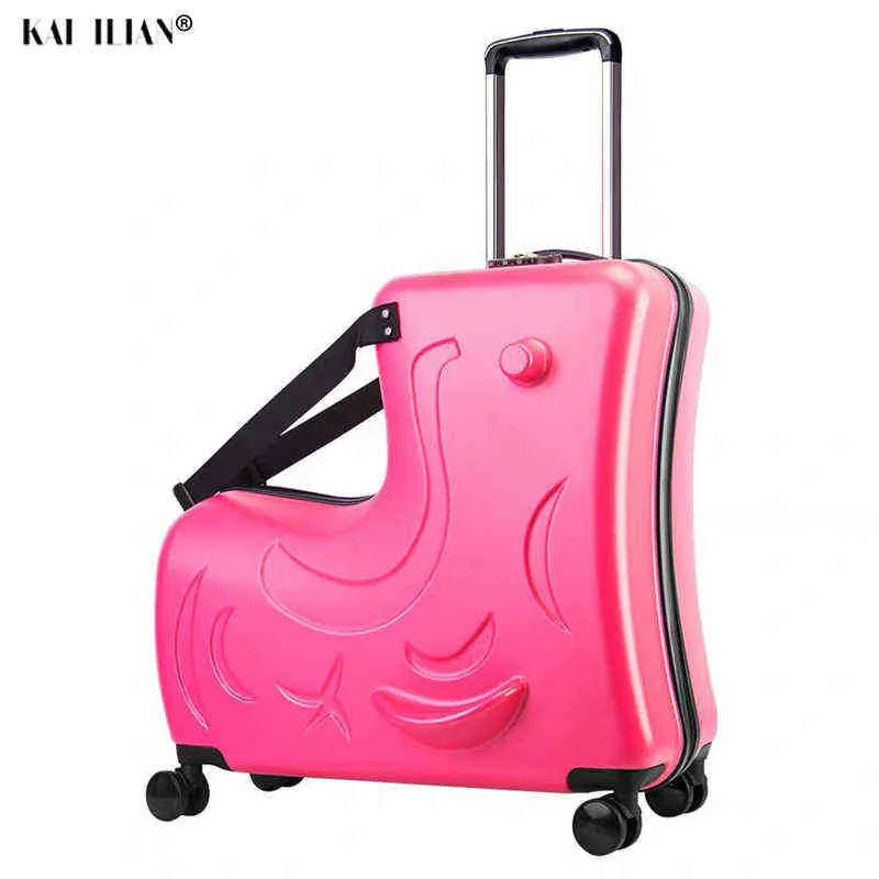 Kinderen rollen bagage spinner wielen koffer kinderen hut trolley reistas kind schattige baby carry on stunk kan zitten j220707