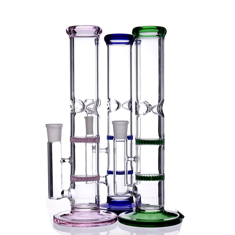 Nargile Üreticisi Çift Petek Cam Bong Disk Percolator Su Bongs 4mm Kalın Küçük Dab Rig