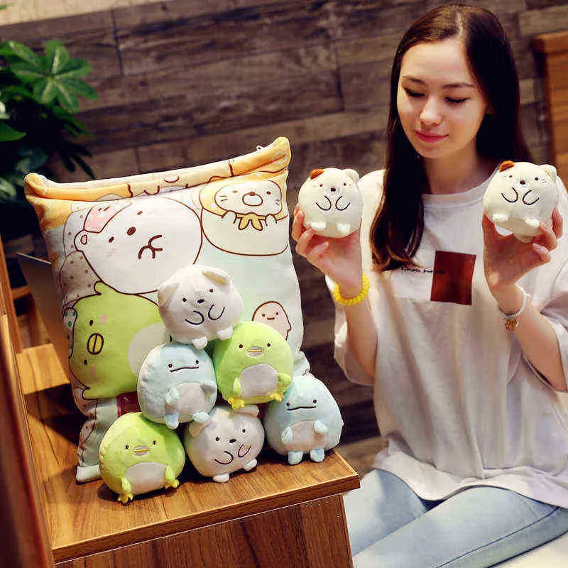 Een taspudding van Sumikko Gurashi Plush 8 PCS Japanse animatie Sumikko Gurashi Soft Cushion Corner Bio Cartoon Toy For Kids Girl J220729