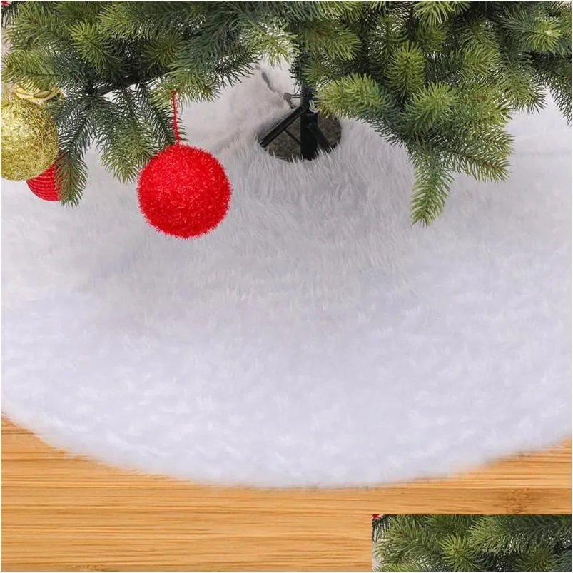 Décorations de Noël Décorations de Noël Coussin d'arbre Léger Pied doux Fournitures de fête Blanc Longue peluche pour bar extérieur El Su Dh6Xu