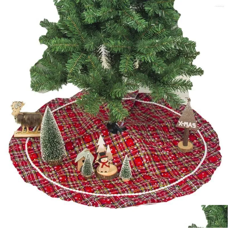 Christmas Decorations Christmas Decorations Tree Skirt Red Plaid Snowflake For Home Office Drop Delivery Garden Festive Party Supplie Dh5Kf