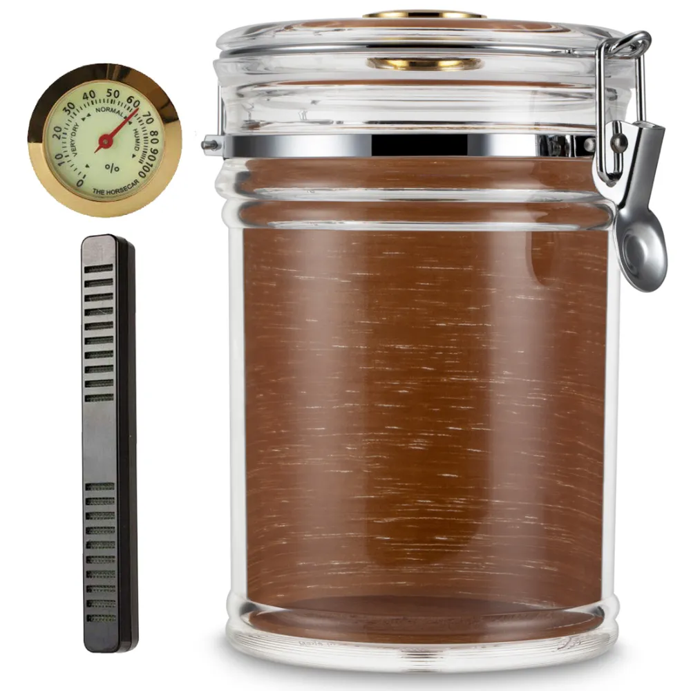 Acryl Ciagr Humidor Jar met hygrometer en luchtbevochtiger draagbare sigar kast transparante sigarettendoos fit 18 sigaren tabaksrookwinkels benodigdheden