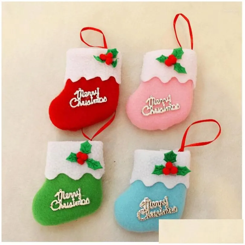 Storage Bags Storage Bags Merry Christams Stockings Candy Bag Stocking Hanging Tree Decoration Ornament Christmas Decorations For Ho Dh1Bx