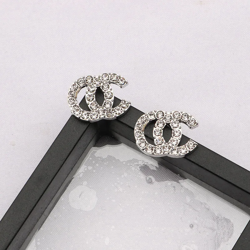 18k Gold Plated Luxury Brand Designers Letters Ear Stud Dangle Hoop Geometric Famous Women Long Eartrop Crystal Rhinestone Pearl Chain Earring Wedding Jewerlry