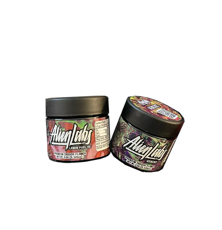 New 3.5 Grams Flower Alien Labs Black Glass Jar Packaging Alienlabs