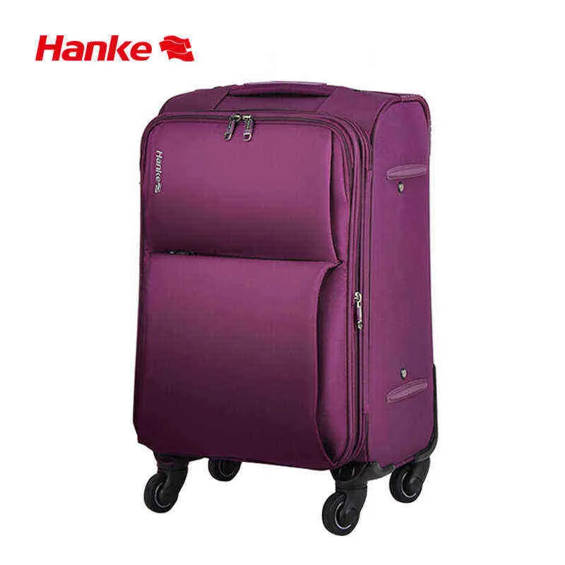 Hanke Expandable Soft Shell Luggage Suitcase Travel Trolley Case Mute Spinner Wheels Tsa Lock Classic Design Waterproof S J220707