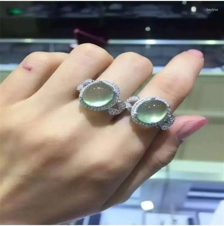 Кластерные кольца унисекс natual prehnite кольцо натуральное реальное 925 стерлинговое серебро размер 10 12 мм