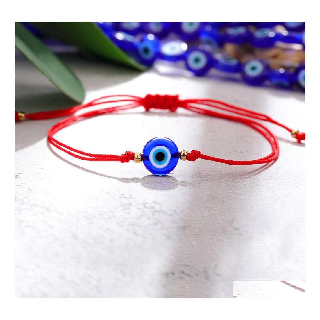 Charm Armbänder Türkische Böse Blue Eye Armbänder für Frauen Handgemachte geflochtene Seil Glücksschmuck Rotes Armband Weibliche Drop Lieferung Dhkqi
