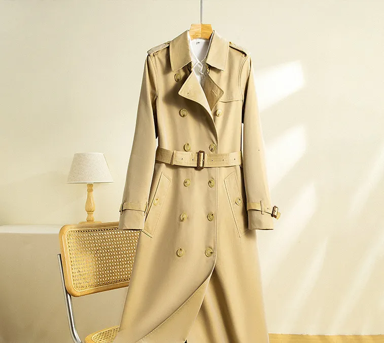 Kvinnor blandar Autumn Winter Women s Lapel Double Breasted Trench Coat Fashionable Casual Loose Ladies Temperament 221124