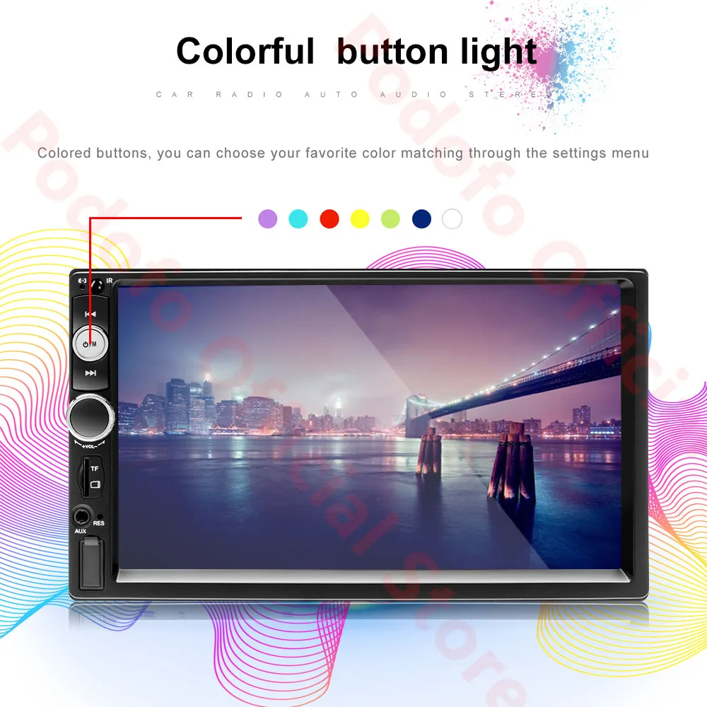 2 Din CarPlay Android Auto Car Radio 7-Inch Multimedia Player MP5 ...