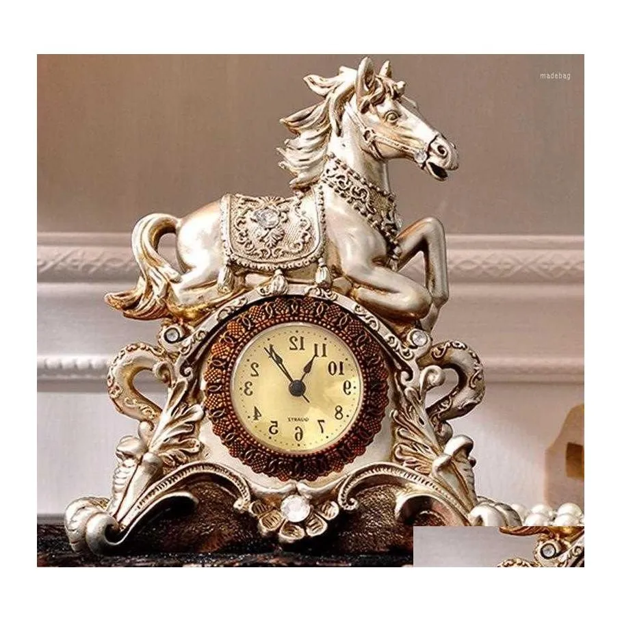 Relógios da mesa Relógios Relógios Decorações de Natal Para Riquezas e Cavalos Relógio da sala de estar Personalidade criativa Arte Drop de dhjb6