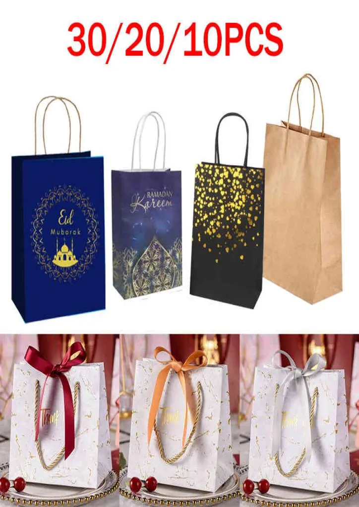 Kraft Paper Gift 302010pcs Kareem Eid Festival Packaging Väskor Bröllop Baby Shower Bronzing Favor Bag Wrapping Supplies