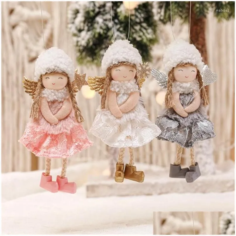 Kerstdecoraties Kerstdecoraties Beautif Plush Angel Girl Doll hanger boom ornamenten 2022 jaar cadeau speelgoed navidad drop del dhvg3